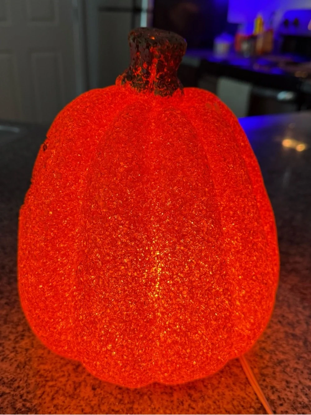 Seasons Lighted Sparkling Pumpkin Jack O Lantern Halloween Decor EVA 10”